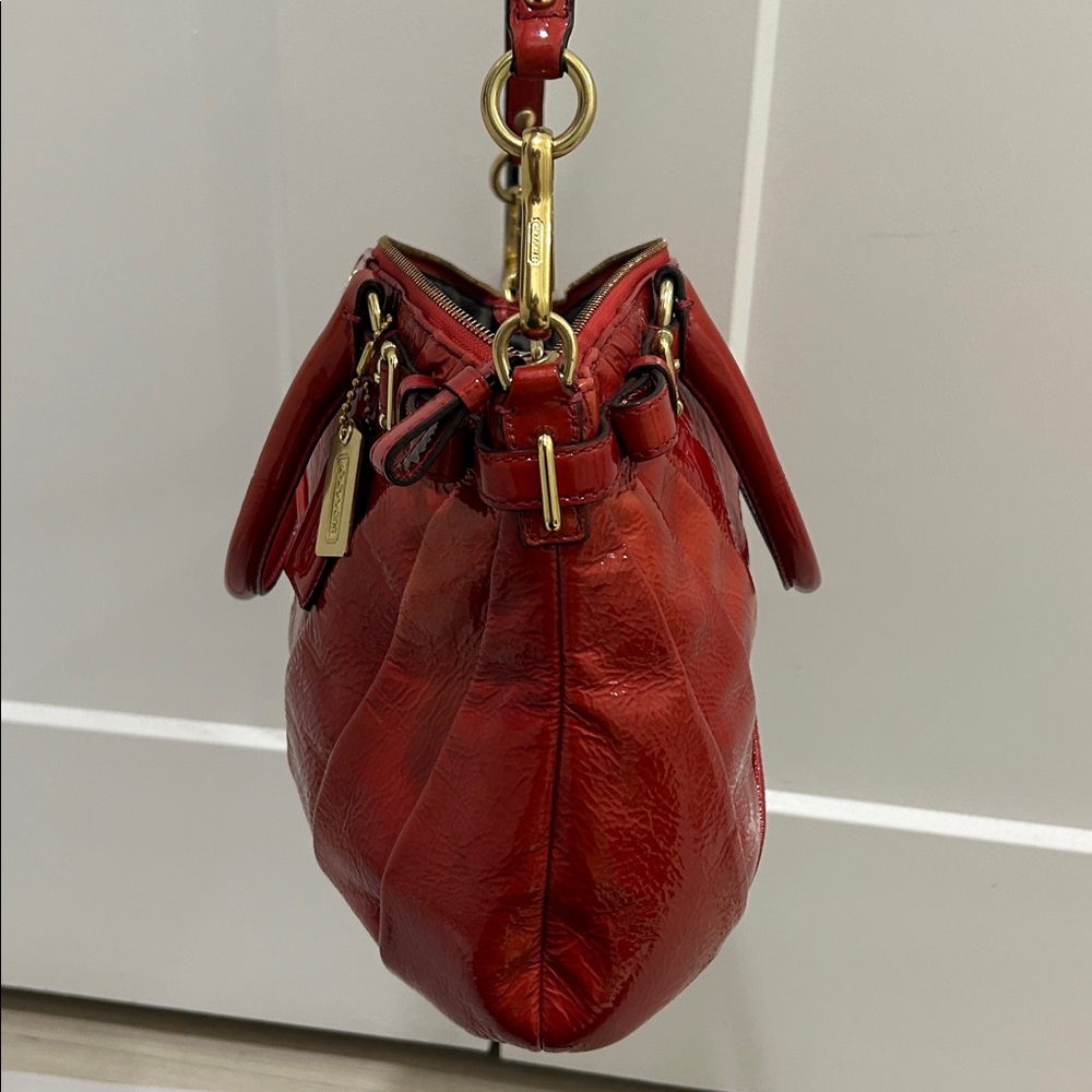Coach Madison Diagonal Pleated Leather Sophia Satchel - Picture 9 of 16